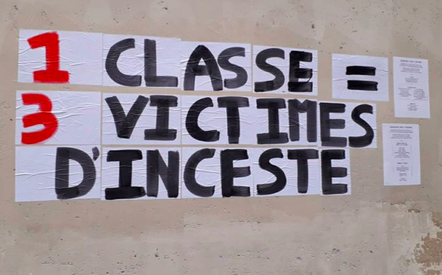 1 class = 3 victims of incest, @Collages_Féminicides_Marseille, 2021